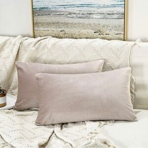 🎁 FREE ADD ON Two Velvet Throw Pillow Covers | 16''x24'', Champag…